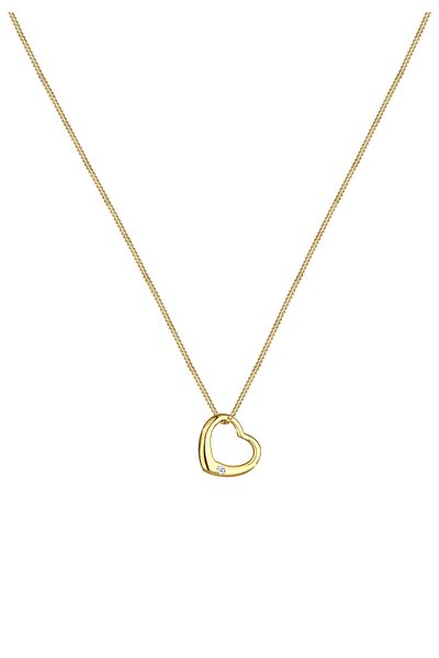 ELLI Halskette Damen Herz-Anhänger mit Diamant (0,03 CT.) in 925 Sterling Silber