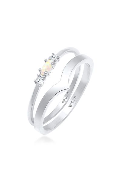 ELLI Ring Set Marquise Opal Zirkonia Dreieck 925 Silber