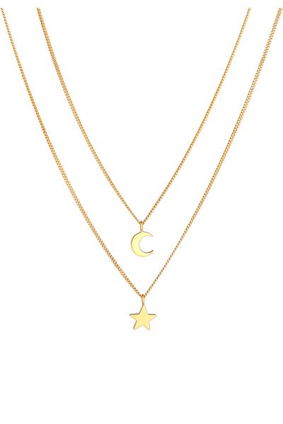 ELLI Trendige Halskette aus 925er Sterlingsilber mit Stern-Mond- und Astro-Details
