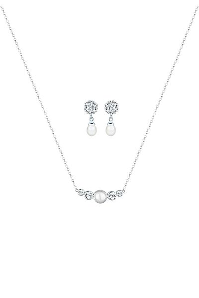 ELLI Schmuckset Perle Kristalle 925 Silber