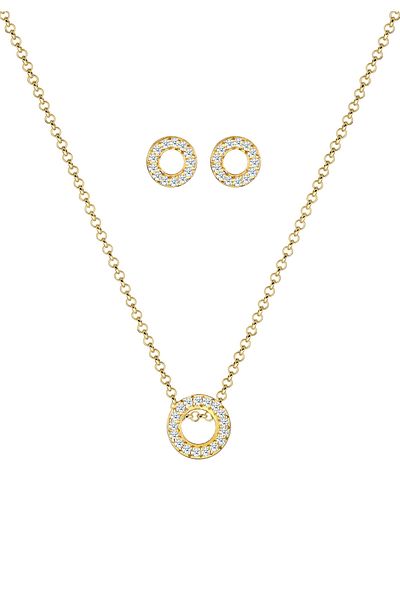 ELLI Schmuckset Kette Ohrstecker Diamant(0,215 ct.)375 Gelbgold