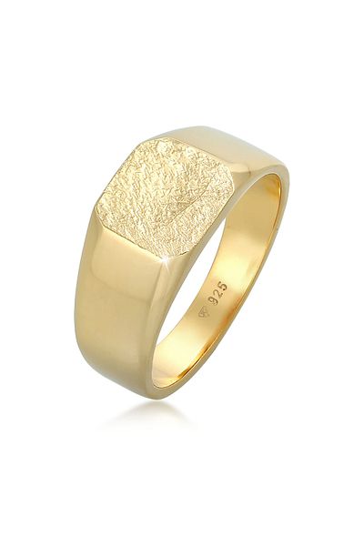 KUZZOI Ring Herren Siegelring Basic Quadrat Matt Struktur Schwarz Aus 925 Sterling Silber