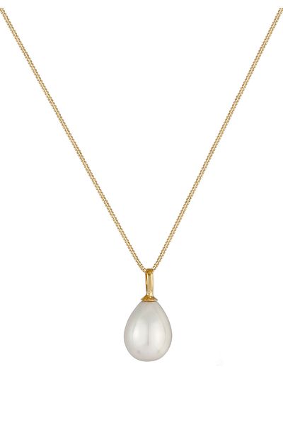 Nenalina Damen-Halskette – 925er Sterlingsilber mit Muschelperlen und Tropfen-Detail