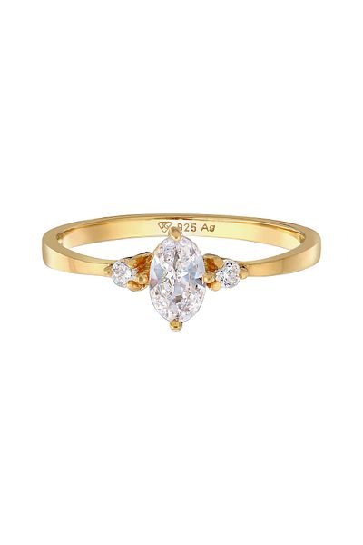 ELLI Ring Damen Verlobungsring Oval mit Zirkonia Kristallen 925 Sterling Silber