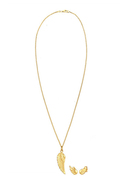 ELLI Schmuckset Engelsflügel Halskette Ohrstecker 925 Silber