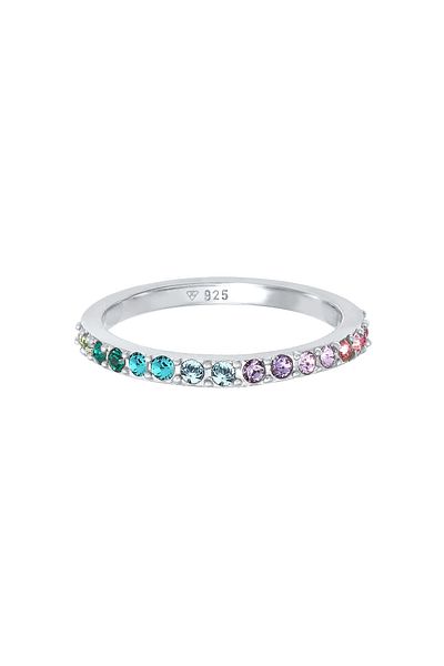 ELLI Ring Bandring Kristall Multi-Color Pastell 925 Silber