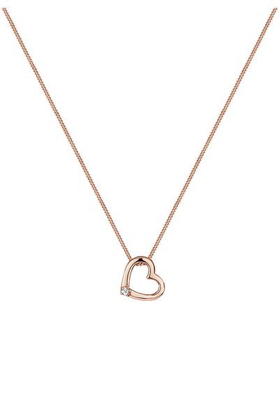 ELLI Halskette Damen Herz-Anhänger Love Zart mit Diamant (0,015 CT.) in 925 Sterling Silber