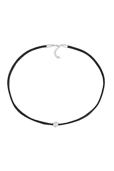 ELLI Halskette Choker Velour Leder Bead Trend 925 Silber