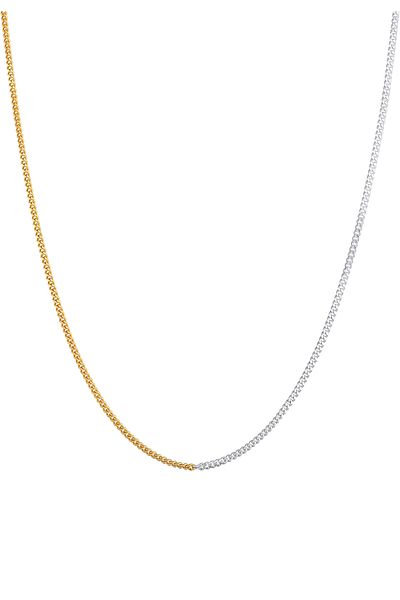 ELLI Halskette Panzerkette Basic Chunky Chain Bi-Color 925 Silber