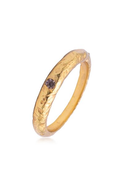 HAZE & GLORY Ring Bandring gehämmert Rosenquarz- Unity 925 Silber