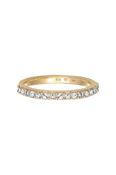ELLI Ring Damen Band Memoire Elegant mit Kristallen in 925 Sterling Silber