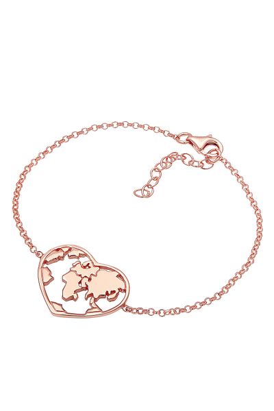 ELLI Armband Herz Globus Symbol in 925 Sterling Silber