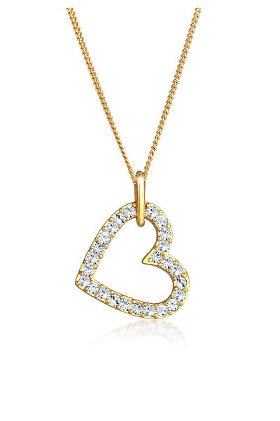 ELLI Halskette Damen Herz Anhänger mit Kristallen in 925 Sterling Silber