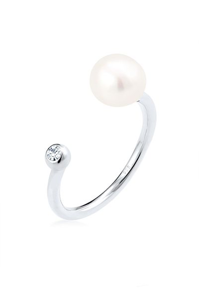 ELLI Süßwasserzuchtperle-Ring aus 925er Silber – Kristall