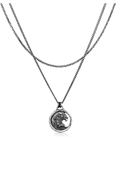 HAZE & GLORY Halskette Layer Münze - Tide Welle Maritim 925 Silber