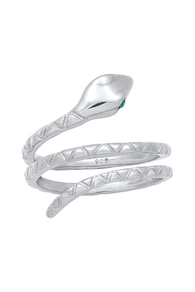 ELLI Pinky Schlange Kristallring aus 925er Silber