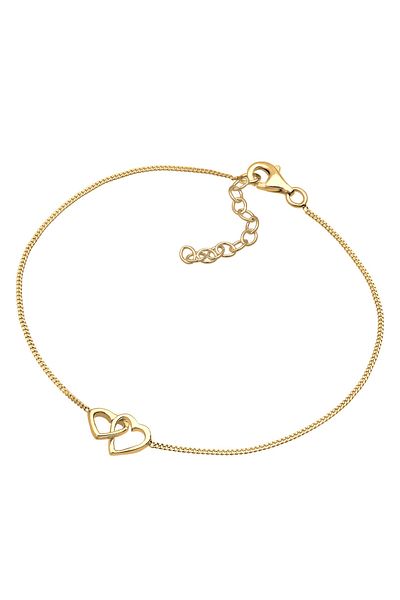ELLI Damen-Herz-Armband aus 925er Sterlingsilber mit Herz-Verlobung, vergoldet