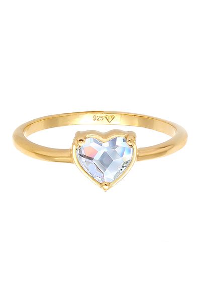 ELLI Damenring – 925er-Sterlingsilber mit Herzmuster und Kristallen