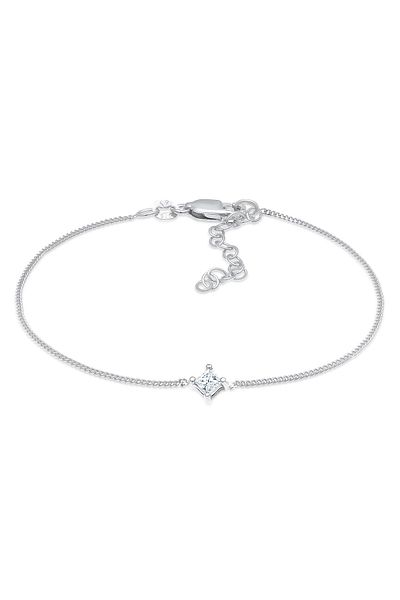 ELLI 0,1 ct. Solitär Viereck Diamant – 925 Silberarmband