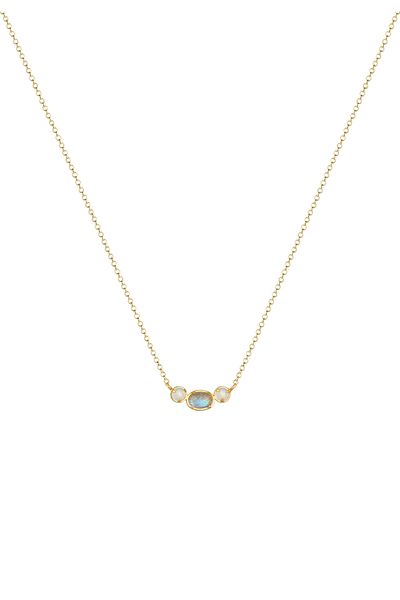 ELLI Kolye Erbskette Mondstein Labradorit Stein 375 Gelbgold