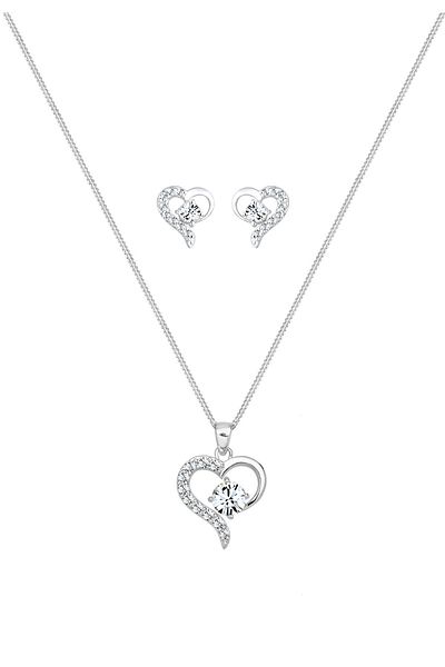 ELLI Schmuckset Herz Kristalle Edel 925 Silber