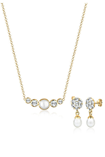 ELLI Schmuckset Perle Kristalle 925 Silber