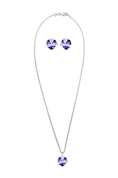 ELLI Schmuckset Herz Glamourös Kristalle 925 Silber