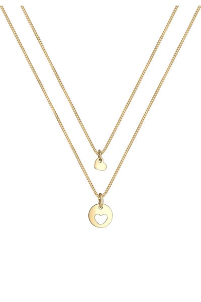 ELLI Halskette Damen Set Herz Cut-out Anhänger Mutter Kind Liebe in 925 Sterling Silber rosévergoldet
