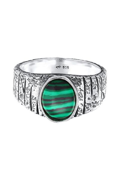 KUZZOI Ring Siegelring Malachit Grün Bikerring 925 Silber