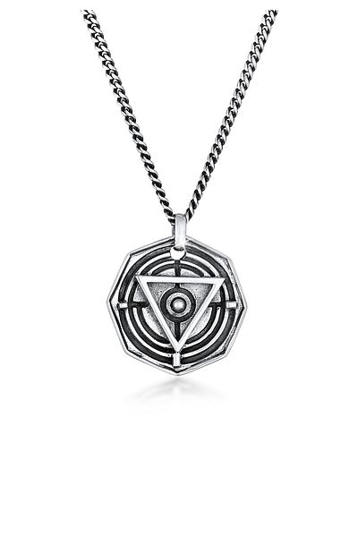 KUZZOI Halskette Herren Dreieck Kreis Symbol Magie 925 Silber