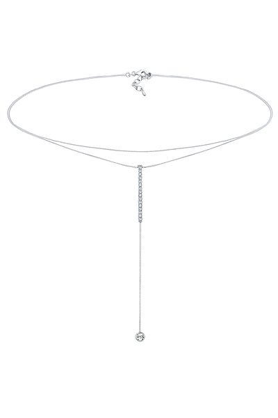 ELLI Halskette Y-Kette Solitär Kristal 925 Gümüş