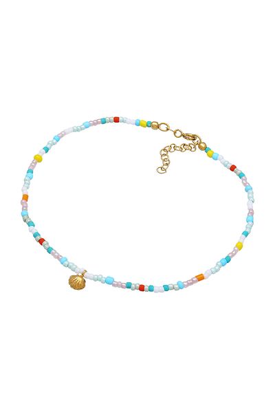 ELLI Fußschmuck Muschel Glas Kugeln Bunt Sommer Beach 925 Silber