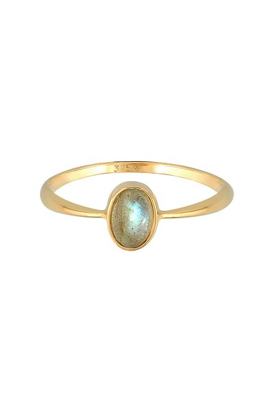 ELLI Ring Damen Verlobung Solitär mit Labradorit Edelstein in 375 Gelbgold