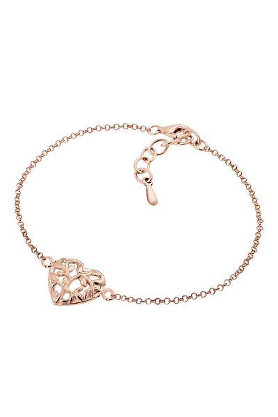 ELLI Armband Floral Lebensbaum Herz aus 925 Sterling Silber rosévergoldet