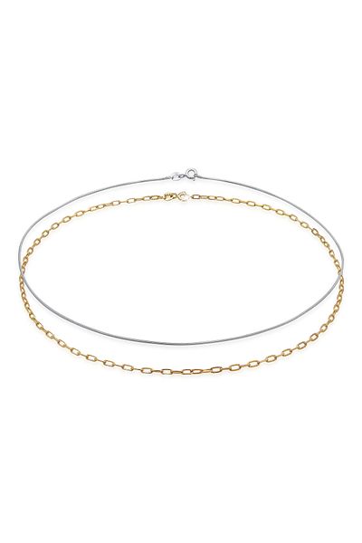 ELLI Halsketten-Choker-Set mit zweifarbigen Schlangen-Gliederketten