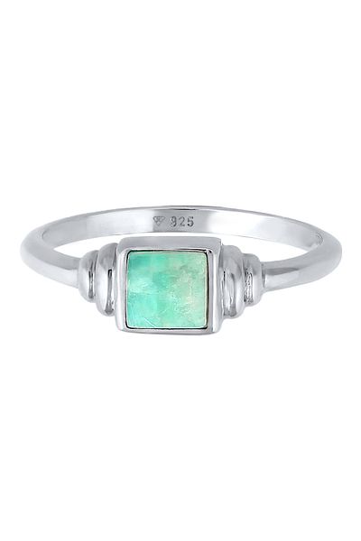 ELLI Amazonit Edelstein Quadrat Vintage 925 Silberring