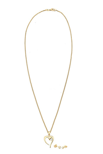 ELLI Schmuckset Herz Solitär Zirkonia In Love 925 Sterling Silber