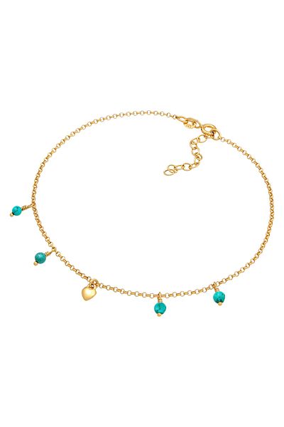 ELLI Fußschmuck Herz Howlith Türkis Boho 925 Silber