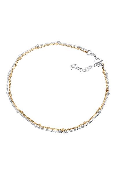 ELLI Fußschmuck Kugelkette Bi-Color Sommer Strand 925 Silber