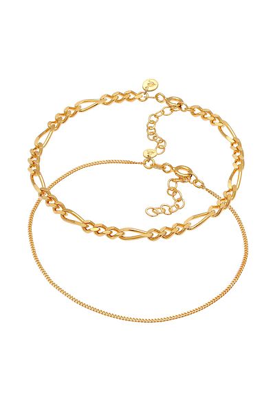 ELLI Armband Damen Panzerkette Figaro Collier Set Basic Minimal Elegant in 925 Sterling Silber