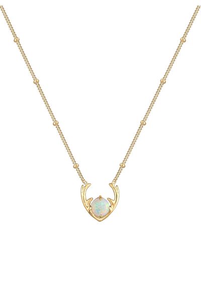 ELLI Halskette Geweih Synthetischer Opal In 925 Sterling Silber
