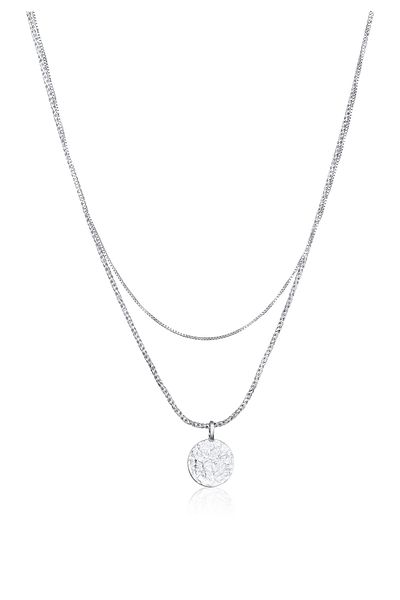KUZZOI Halskette Herren Layer Kordel Plättchen 925 Silber