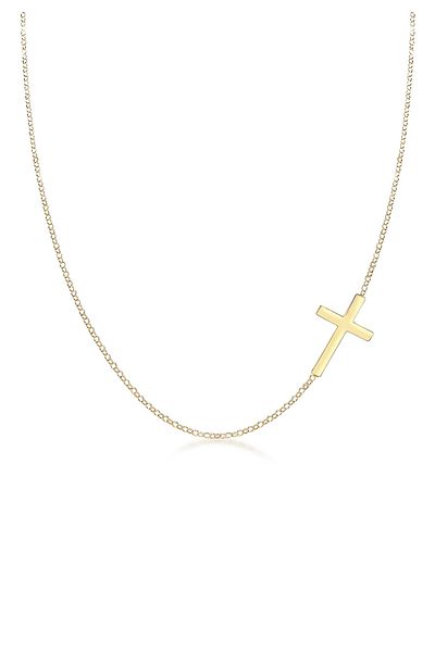ELLI Halskette Damen Kreuz-Anhänger Religion Basic aus 925 Sterling Silber vergoldet
