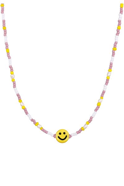 ELLI Halskette Süßwasserperlen Emoji Smiley Glas Bead 925 Silber