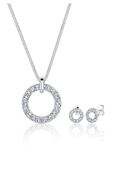 ELLI Schmuckset Karma Kreis Kristalle 925 Gümüş