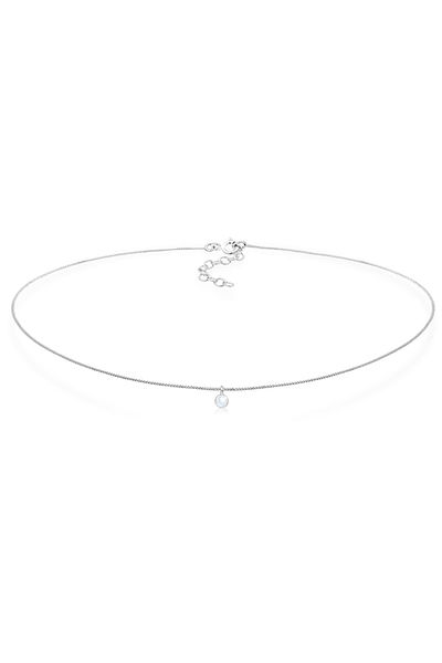 ELLI Halskette Choker Mondstein Anhänger Basic Trend 925 Silber