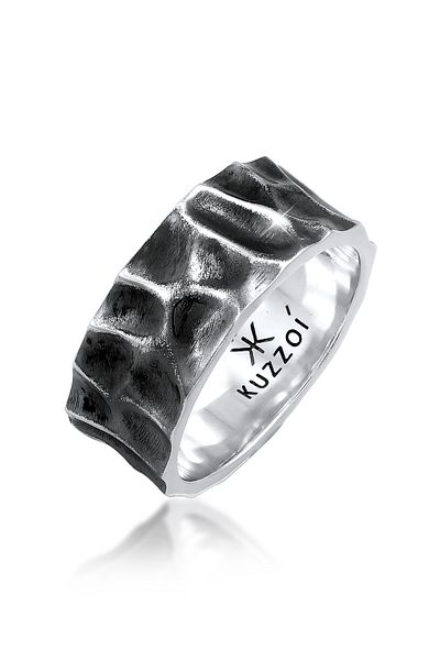 KUZZOI Ring Herren Bandring Geschmiedet Kullanılmış Görünüm 925 Silber