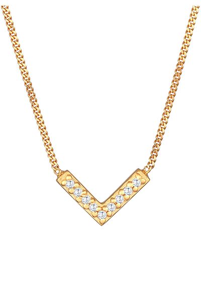 ELLI Damen-Halskette – V-förmiger Glitzer mit exquisiten Zirkoniumkristallen und 925er Sterlingsilber