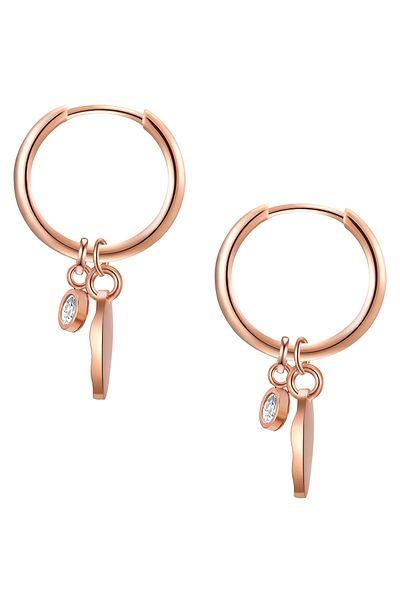 eastside Edelstahlohrcreolen Creolen Edelstahl roségold Zirkonia weiß