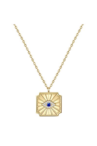 Glanzstücke München Silberhalskette Kette mit Anhänger Sterling Silber gelbgold Zirkonia weiß Spinell (synth.) blau